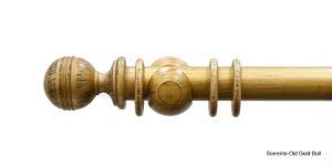 Sorrento 51mm Old Gold Wooden Curtain Pole With Ball Finials
