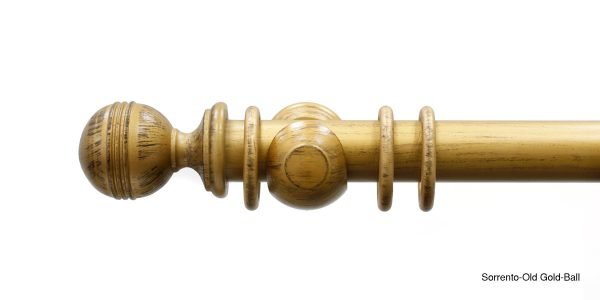 Sorrento 51mm Old Gold Wooden Curtain Pole With Ball Finials
