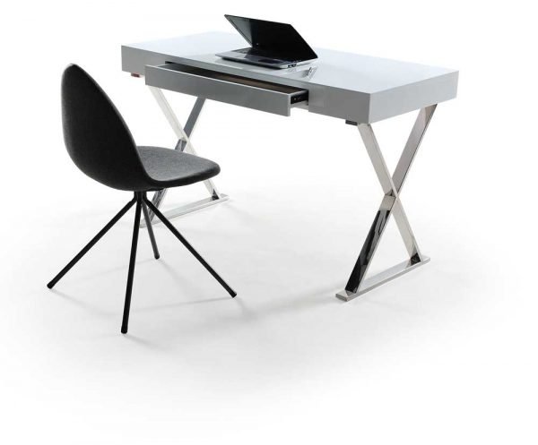 Vierra White High Gloss Desk-Console & Chair