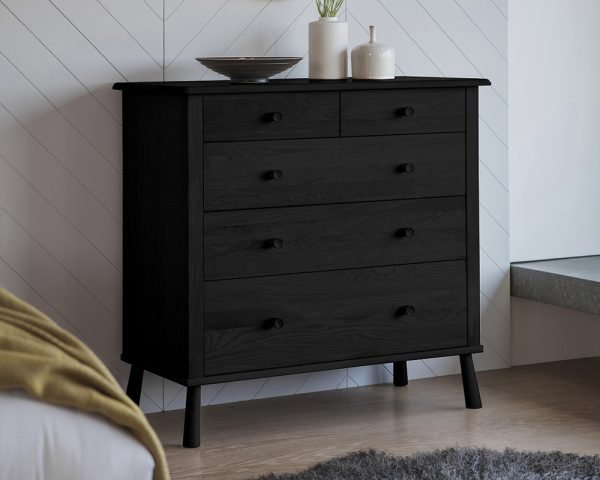 Hudson Living Wycombe Black 5 Drawer Chest