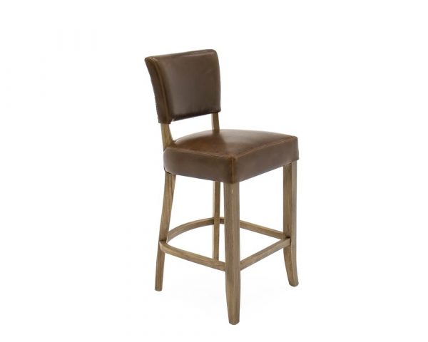 Duke Tan Brown Leather Bar Chair