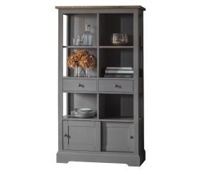 Cookham Grey Painted Bookcase with Oak Top