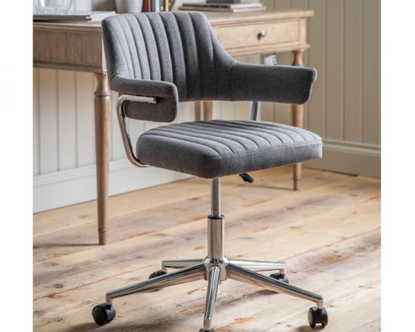McIntyre Swivel Chair - Charcoal Fabric - Image 2