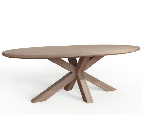 Carlton Tambour Grey Oiled Barkington 1800 Oval Table with Double X Pedestal Base - ZBAR1800G.