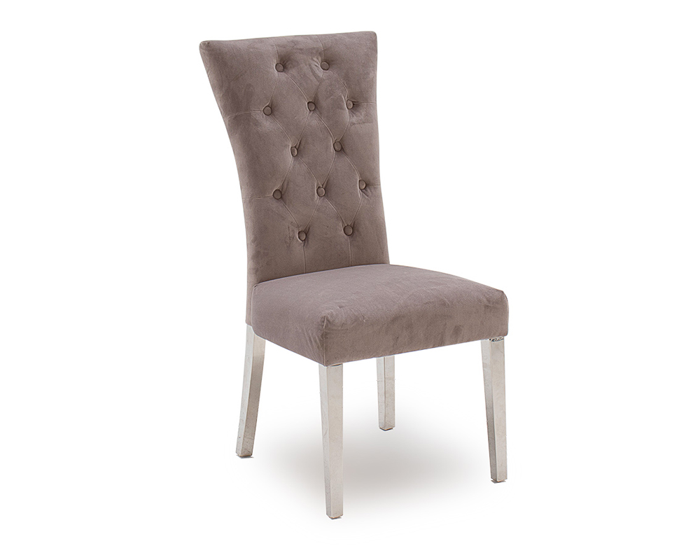 Pembroke Taupe Velvet Dining Chair Stainless Steel Leg