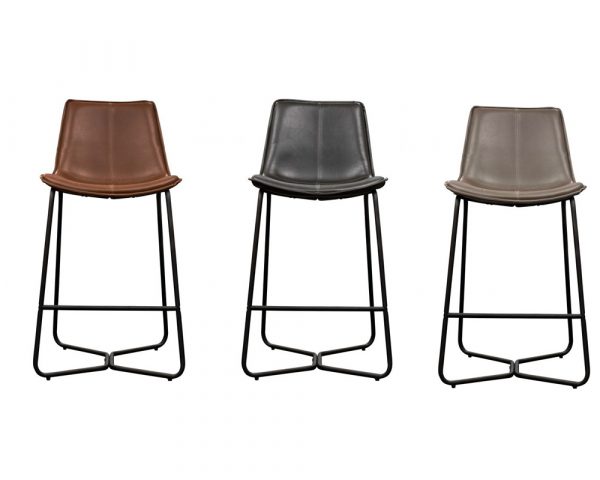 Hawking Leather Bar Stools - Brown, Charcoal, Ember