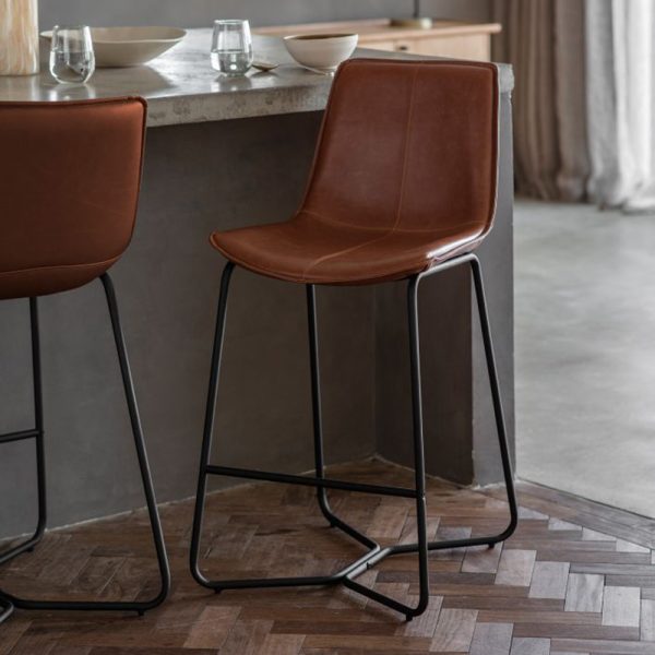 Hawking Leather Bar Stools - Brown, Charcoal, Ember - Image 2