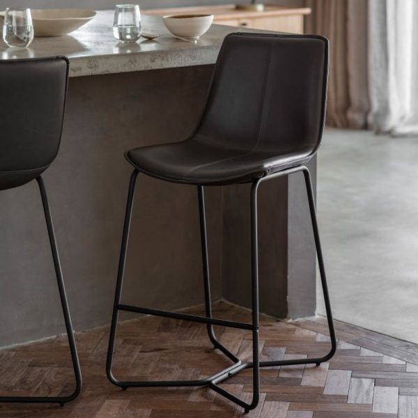 Hawking Leather Bar Stools - Brown, Charcoal, Ember - Image 3