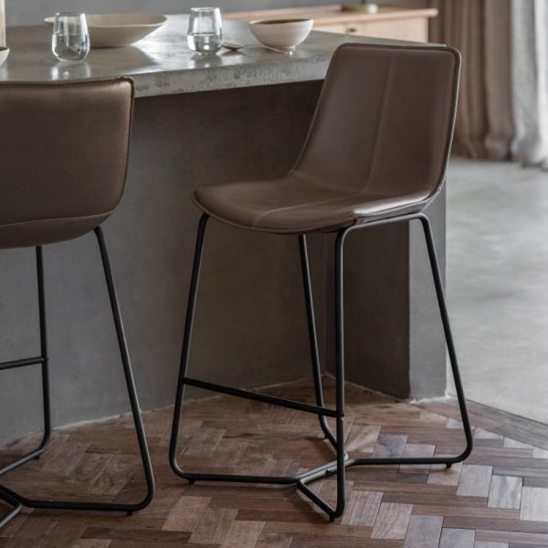 Hawking Leather Bar Stools - Brown, Charcoal, Ember - Image 4