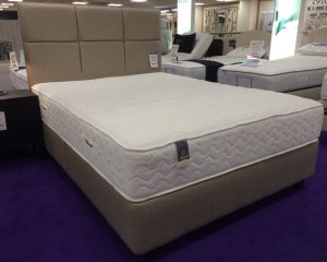 Relyon Pure Natural 1600 Low Divan Set Bed withn Contemporary Et. Ht Headboard - Taupe