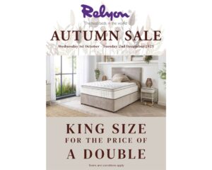 Relyon Autumn Sale - King Size at Double Price - Mattresses, Divan Sets & Headboards