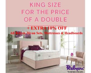 Relyon Mattresses, Divan Beds & Headboards Sale - King Size at Double Size Price + Additional 10% OFF All Existing Offers