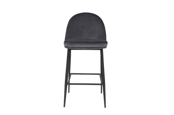 Valent Fabric Bar Stool - Dark Grey Velvet - Image 2