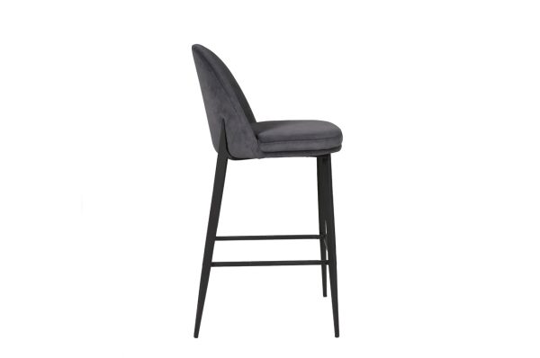 Valent Fabric Bar Stool - Dark Grey Velvet - Image 3