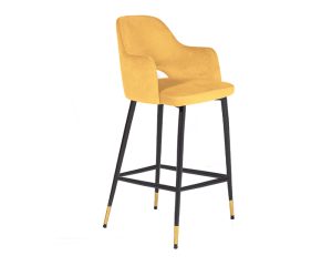 Brianna Bar Stool - Mustard Velvet Fabric