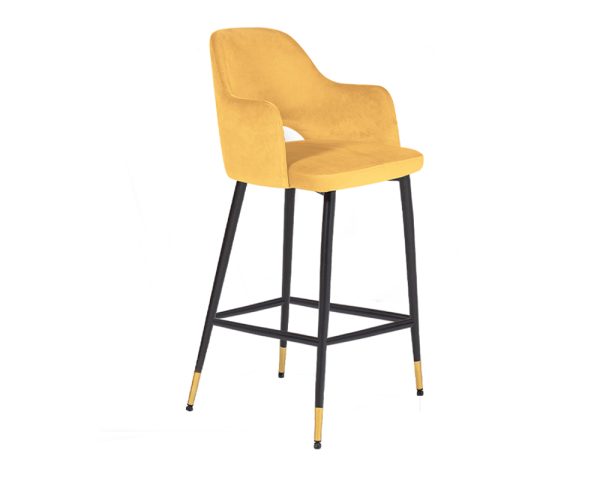 Brianna Bar Stool - Mustard Velvet Fabric