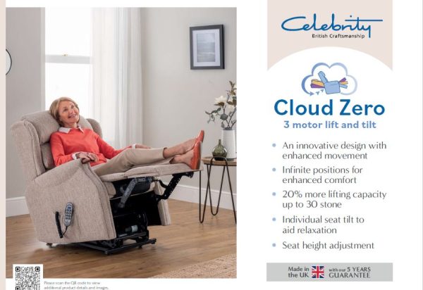 Celebrity Woburn Leather Cloud Zero Tripple Motor Lift & Rise Recliner Chair - Image 8