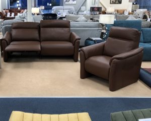 Calia Italia Presley Powered Reclining Sofa & Power Reclining Chair