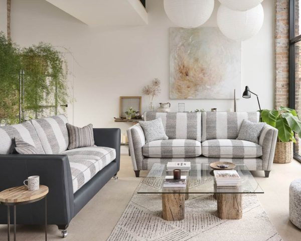 Parker Knoll Harlow Grand Sofa in Fabric & Leather Mix & Fabric Harlow Large 2 Seater Sofa