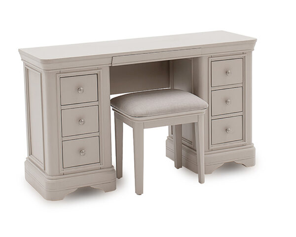 Mabel Taupe Dressing Table and Stool Angle