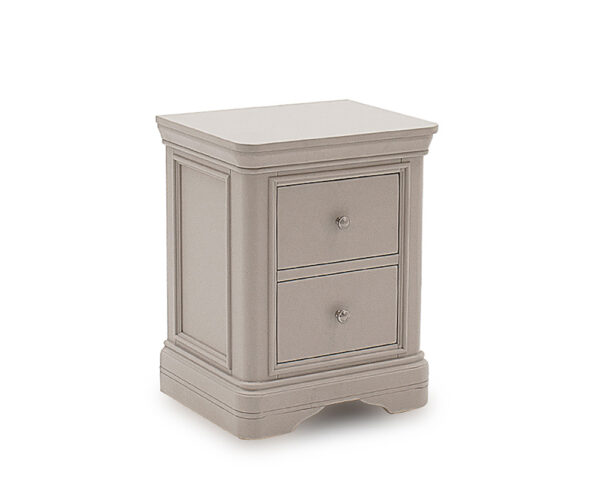 Mabel Taupe Night Table 2 Drawer Angle