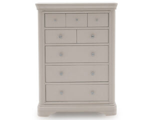 Mabel Taupe Tall Chest 8 Drawer Front