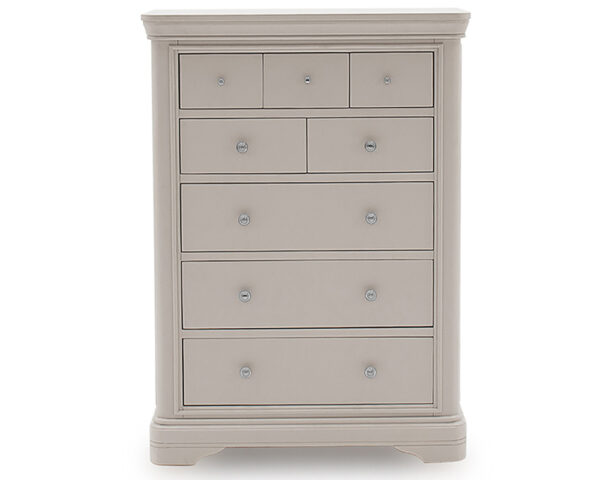 Mabel Taupe Tall Chest 8 Drawer Front