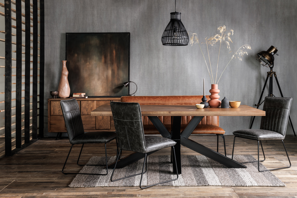 Alice Dining Chair - Grey PU Leather - Room View