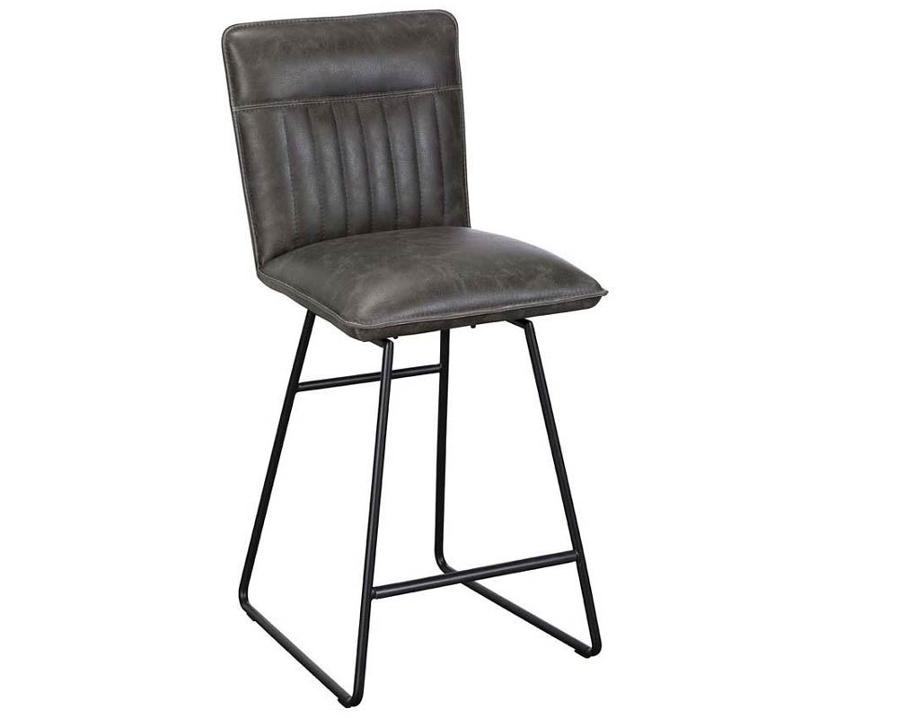 Alice Swivel Counter Top Stool - Grey PU Leather