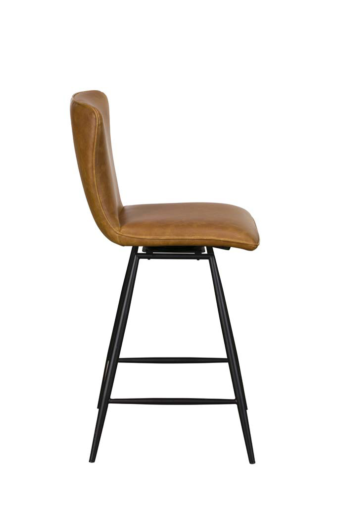 Nella Swivel Counter Top Stool - Tan PU Leather - Image 2