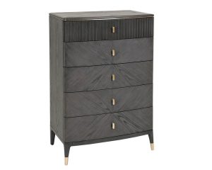 Diletta Ebony Tall Chest 5 Drawer